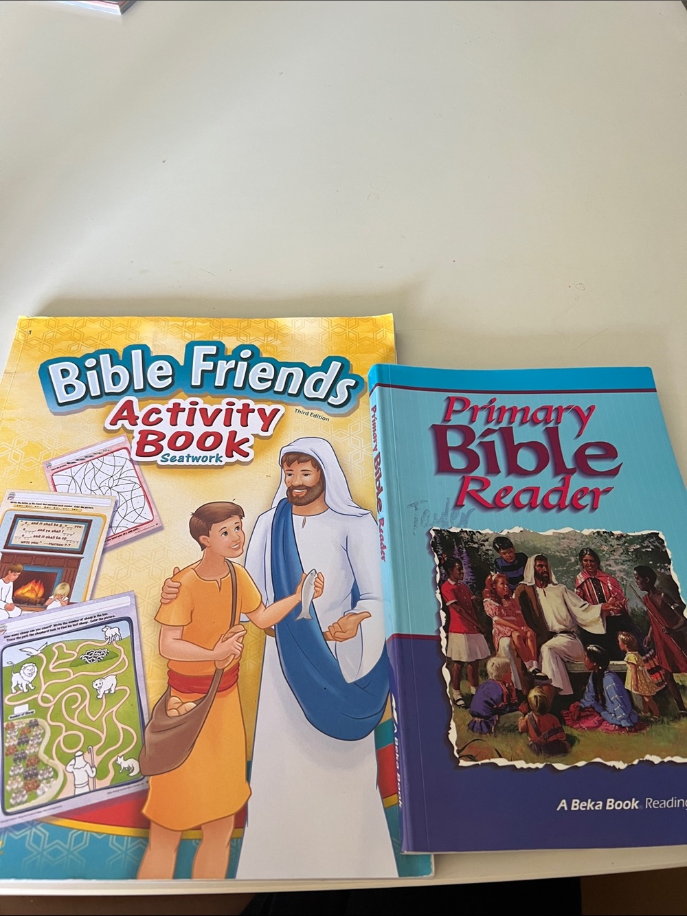 Bible Friends Activity Book & Primary Bible Reader - Yellow & Teal